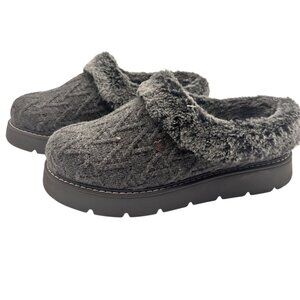 Skechers 10 Cozy Knit Memory Foam Platform Slipper Clogs With Faux Fur Trim
